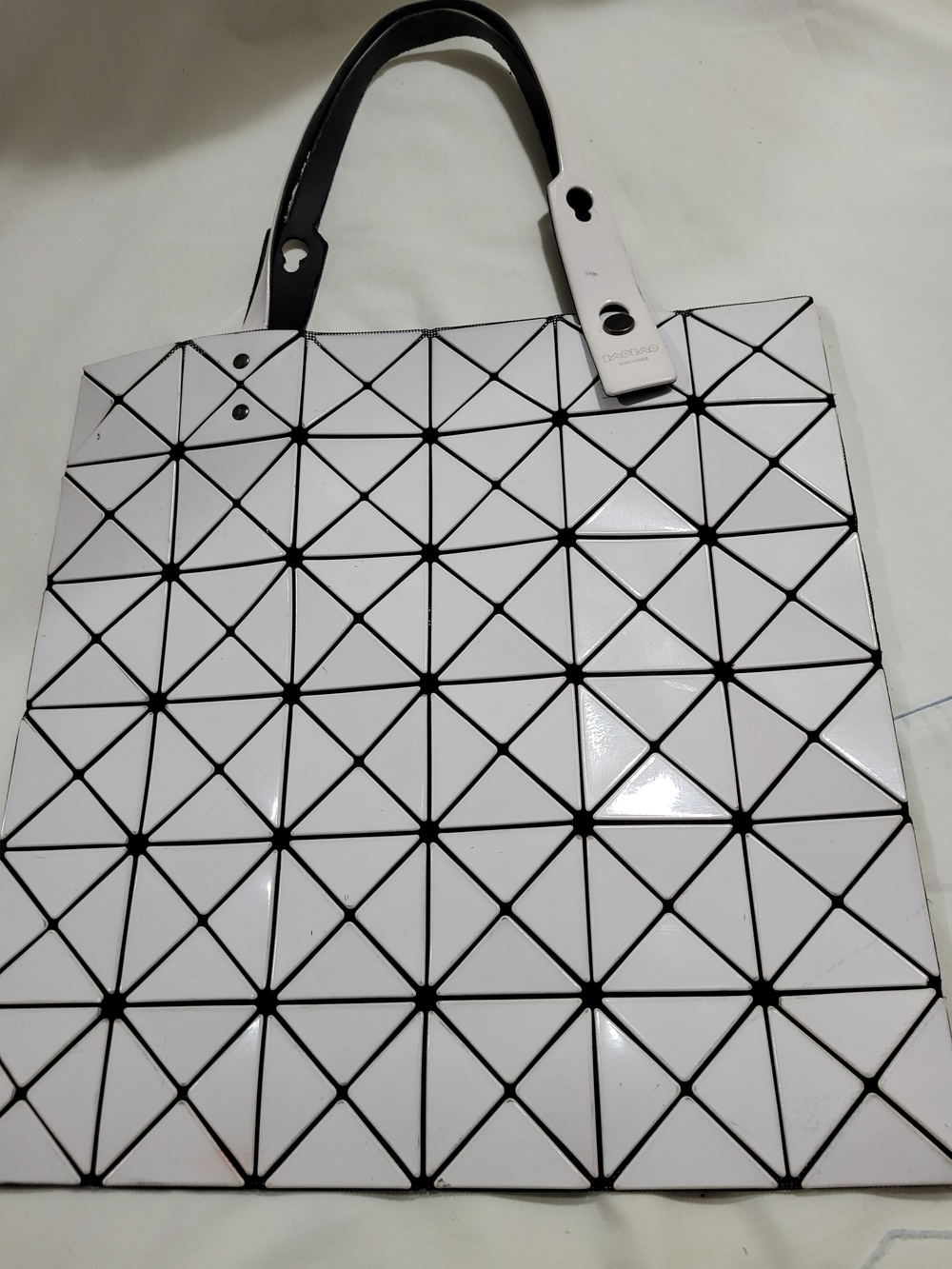 BAOBAO ISSY MIYAKI White Geometric Tote Bag - Modern Women’s Handbag